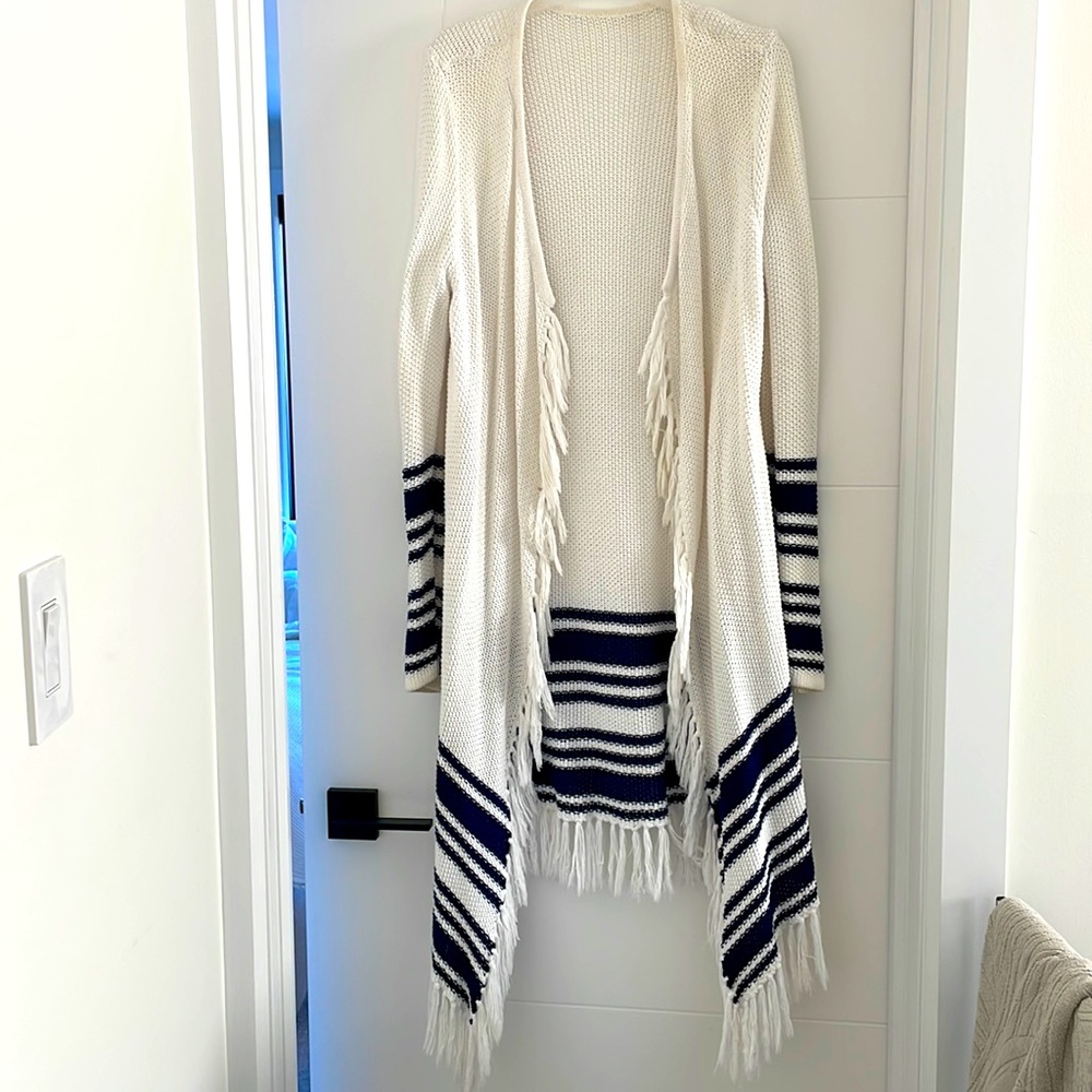 Long Boho Chic Knitted Nautical Duster size L